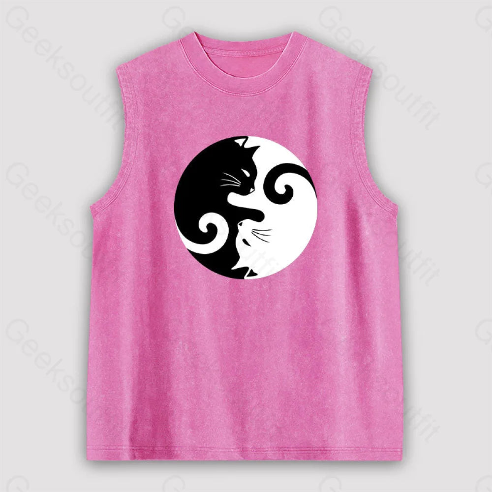 Cats Rule Unisex Washed Tank Pink / S