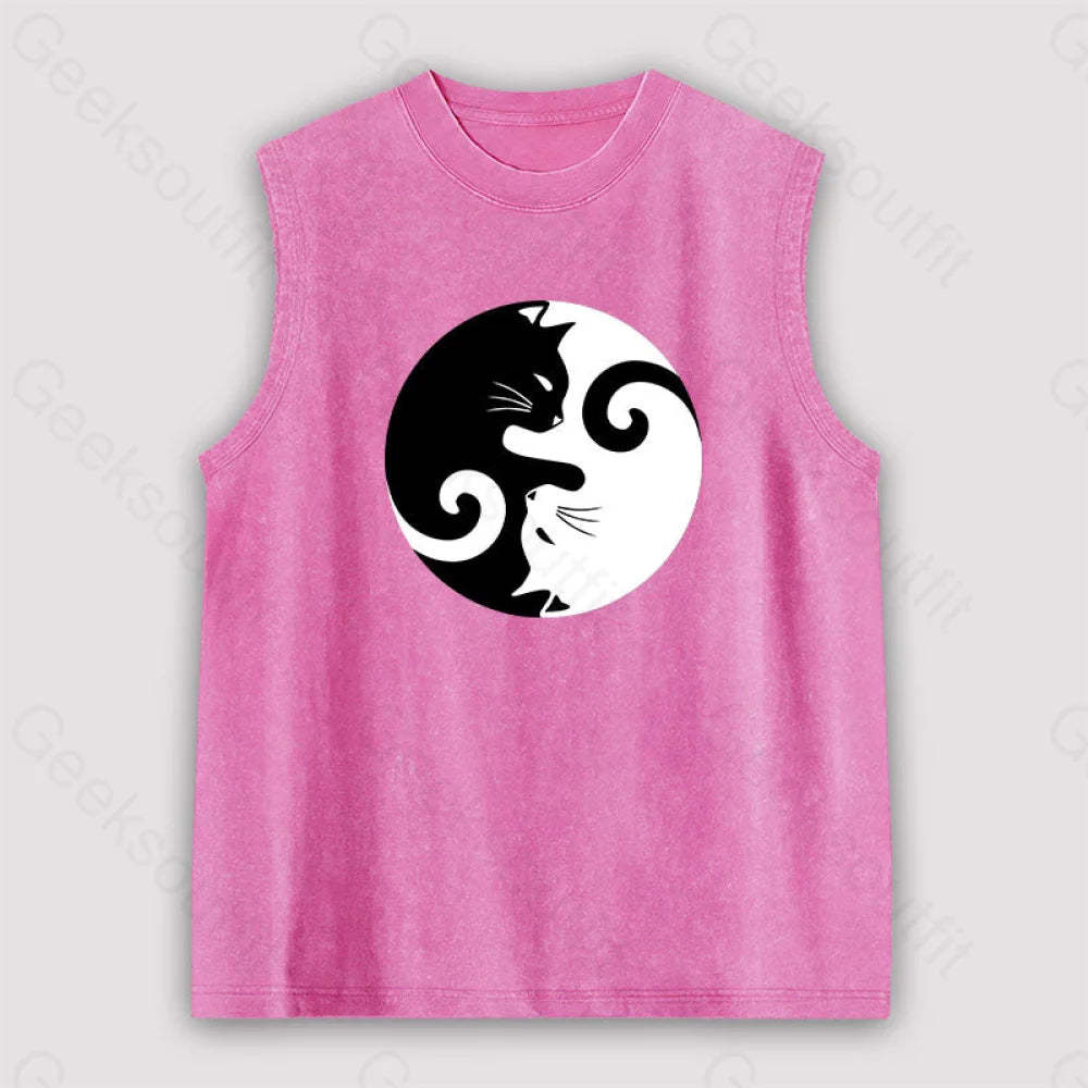 Cats Rule Unisex Washed Tank Pink / S