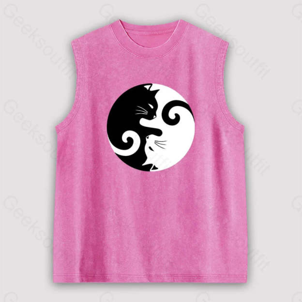 Cats Rule Unisex Washed Tank Pink / S