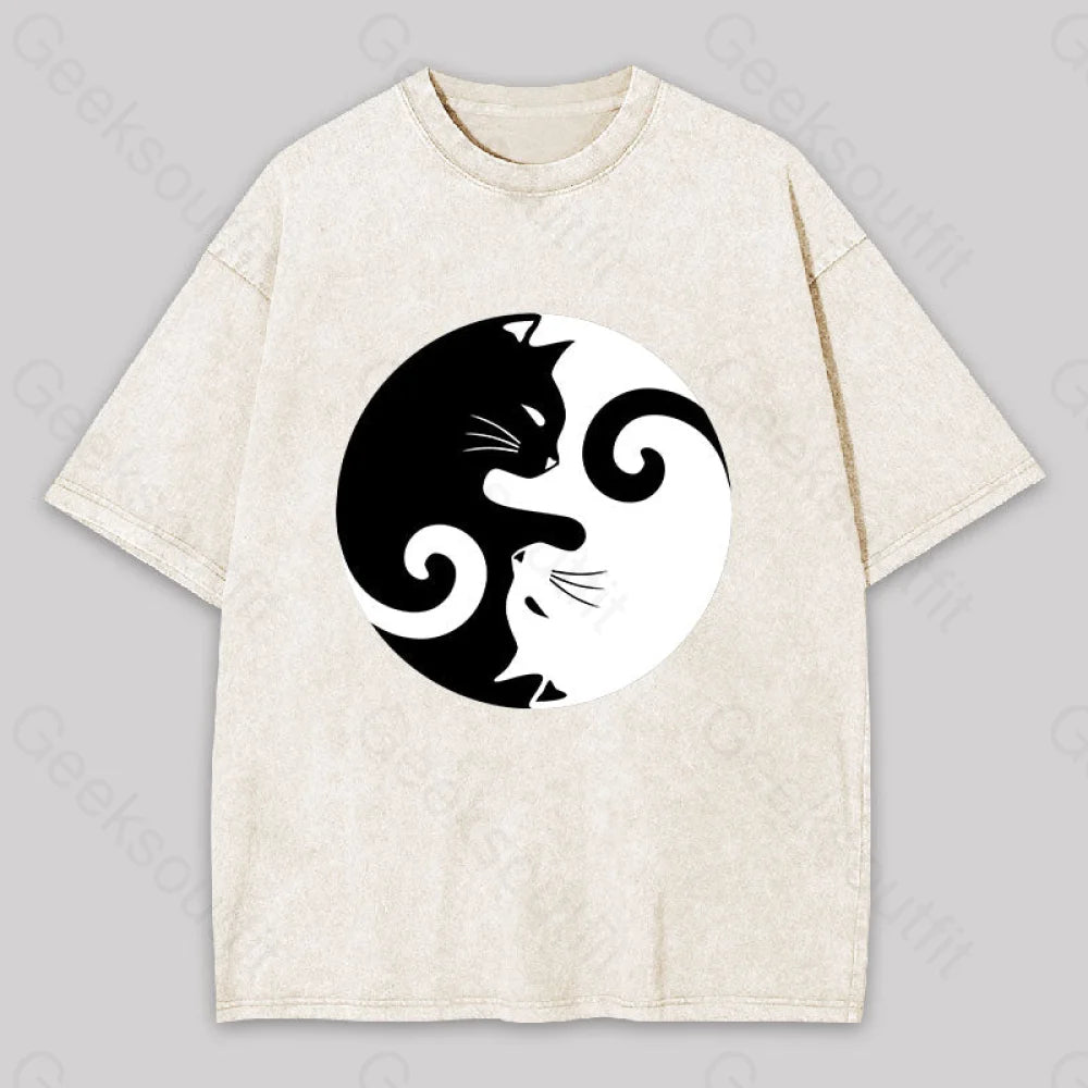 Cats Rule Washed T-Shirt Apricot / S