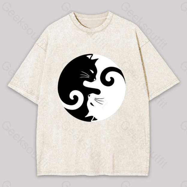 Cats Rule Washed T-Shirt Apricot / S