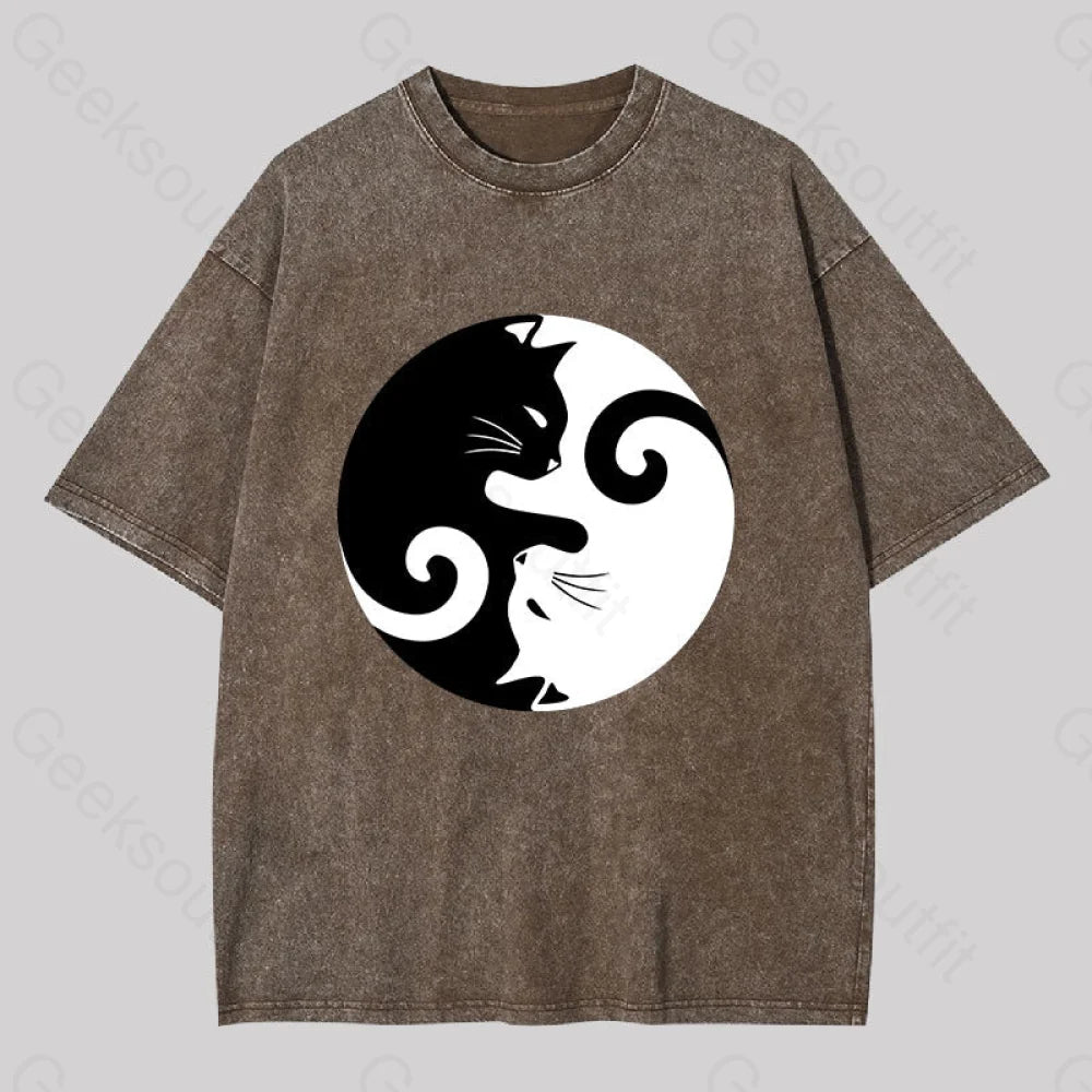 Cats Rule Washed T-Shirt Coffee / S