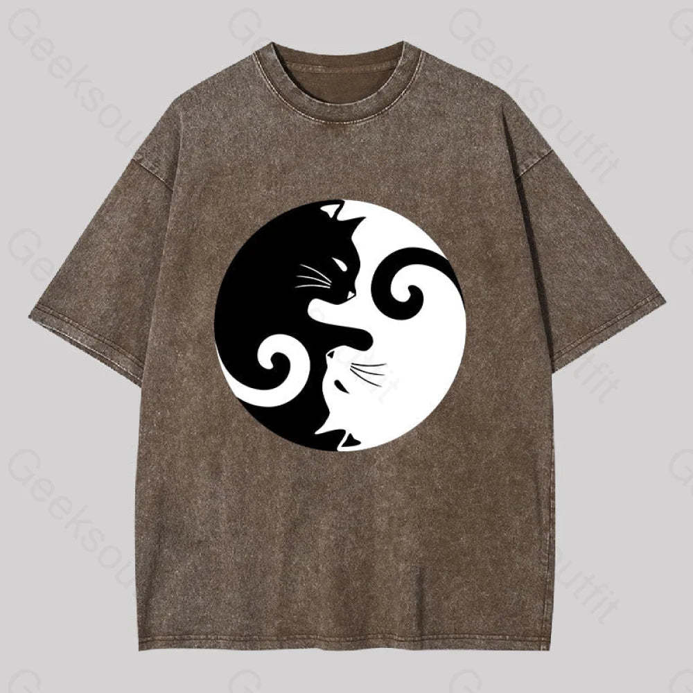 Cats Rule Washed T-Shirt Coffee / S