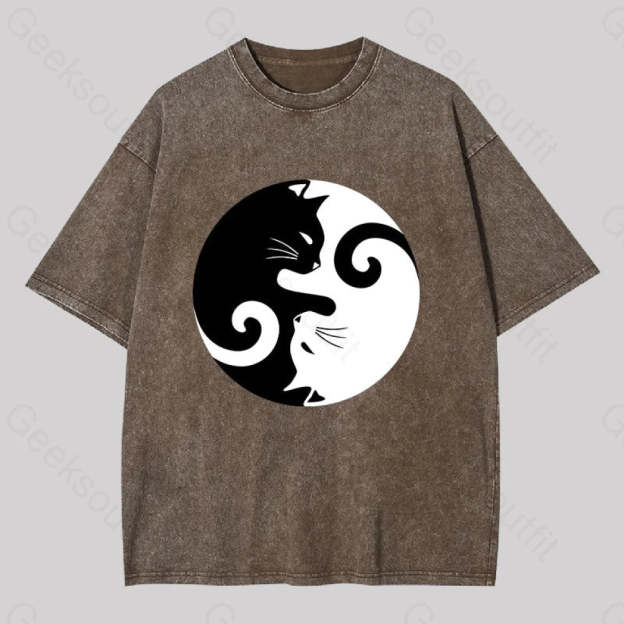 Cats Rule Washed T-Shirt Coffee / S