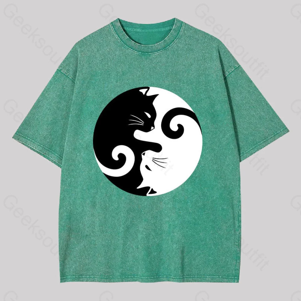 Cats Rule Washed T-Shirt Grass Green / S