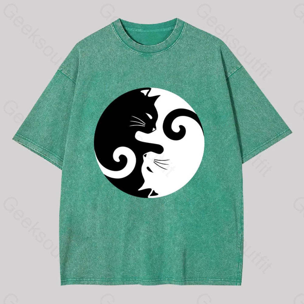 Cats Rule Washed T-Shirt Grass Green / S