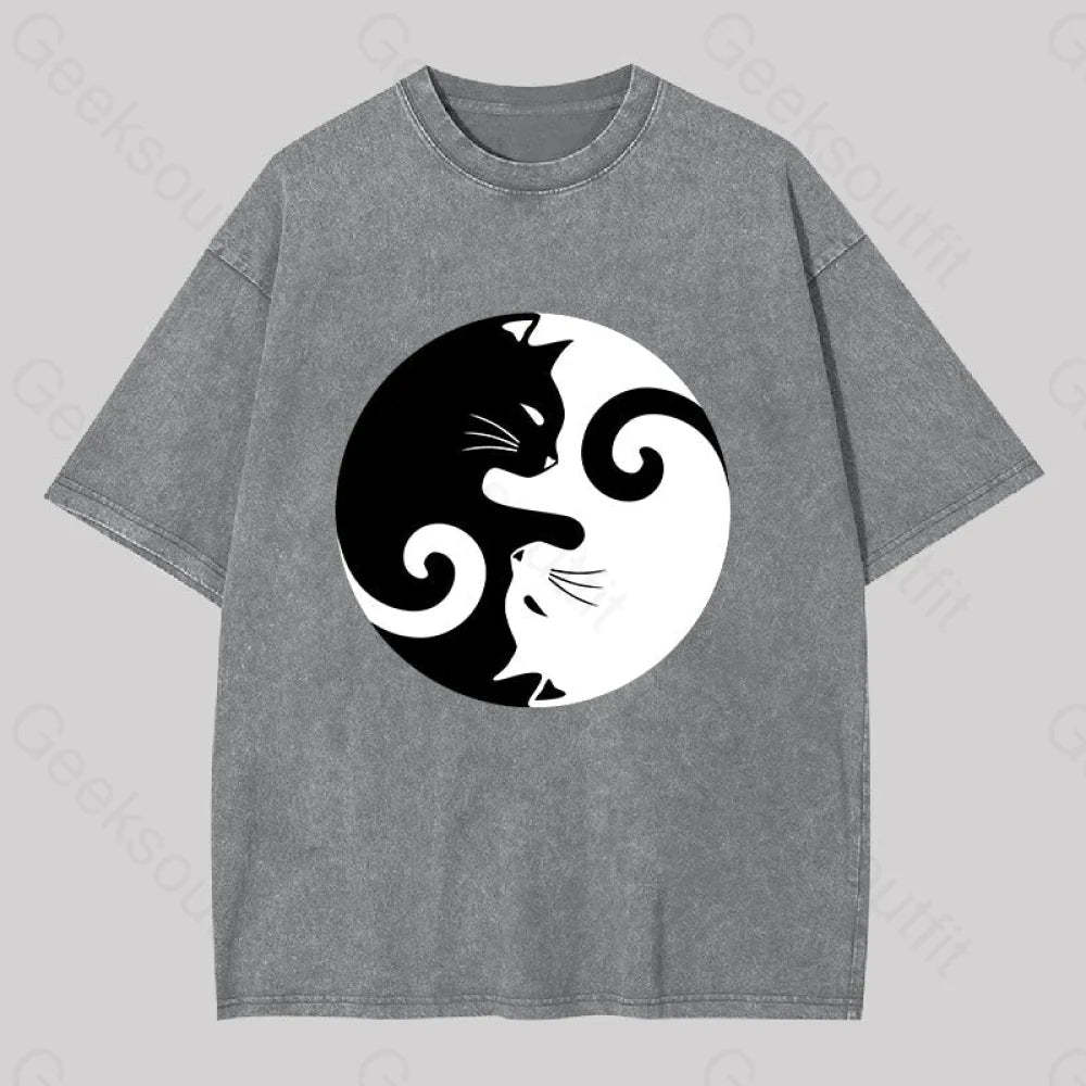 Cats Rule Washed T-Shirt Grey / S