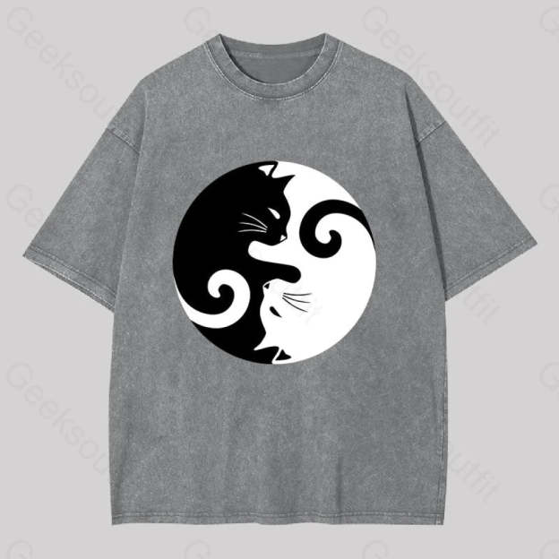 Cats Rule Washed T-Shirt Grey / S