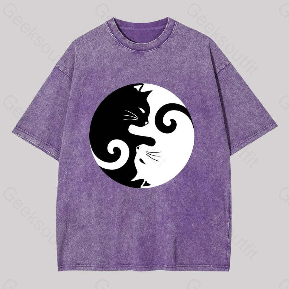 Cats Rule Washed T-Shirt Purple / S