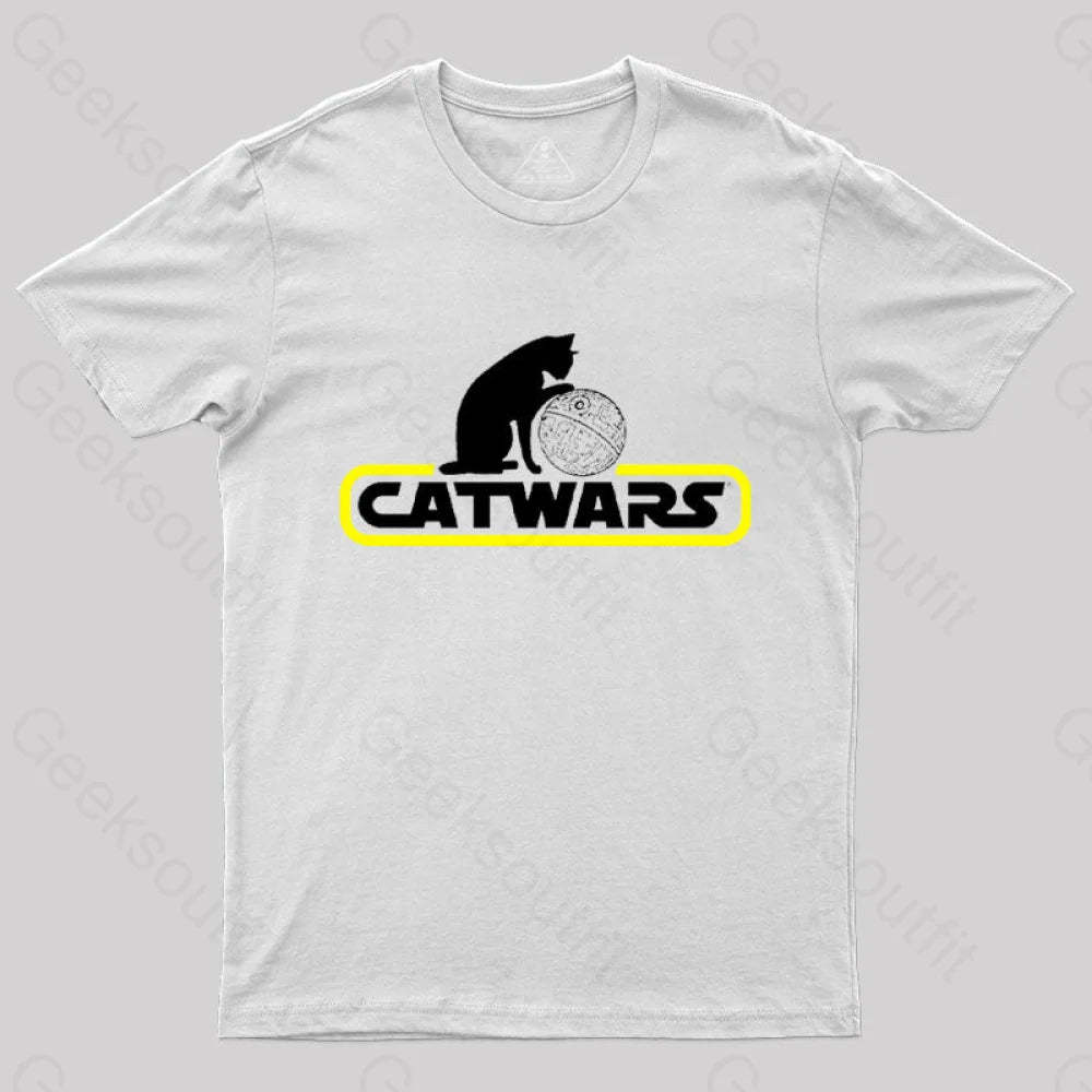 Catwars Death Star T-Shirt White / S
