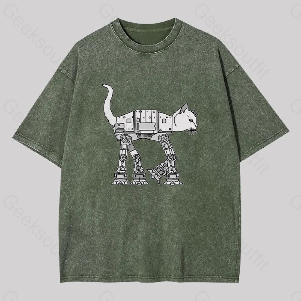 Catwars Geek Washed T-Shirt Army Green / S