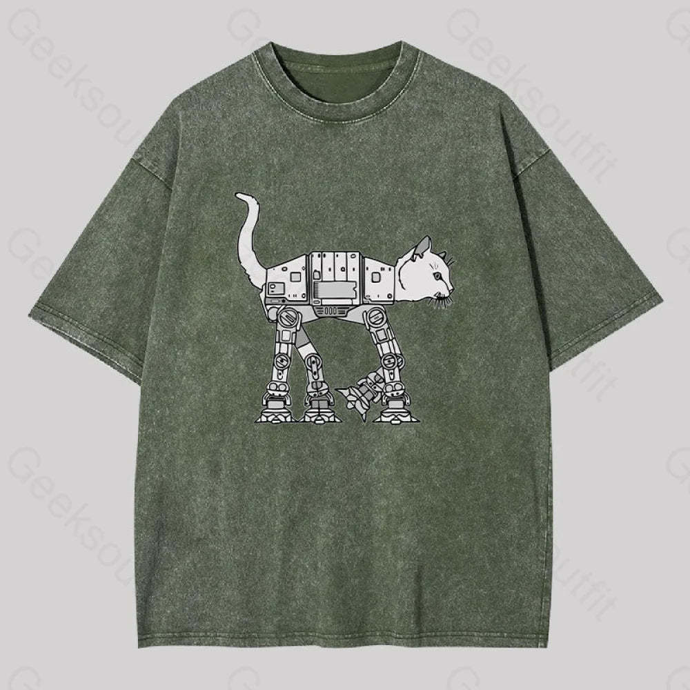 Catwars Geek Washed T-Shirt Army Green / S