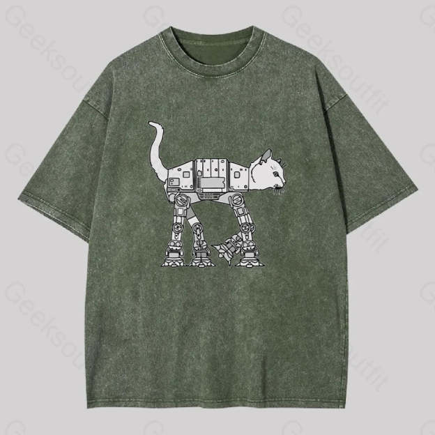 Catwars Geek Washed T-Shirt Army Green / S
