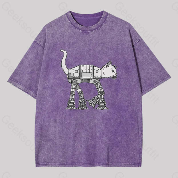 Catwars Geek Washed T-Shirt Purple / S