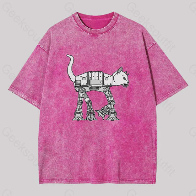 Catwars Geek Washed T-Shirt Rose Red / S