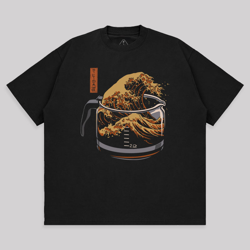 The Great Wave Of Coffee Unisex Oversized T-shirt