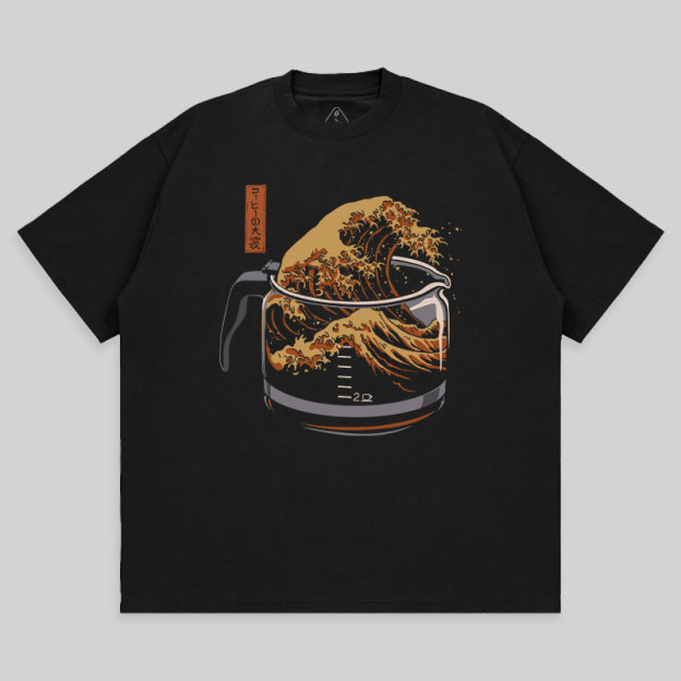 The Great Wave Of Coffee Unisex Oversized T-shirt