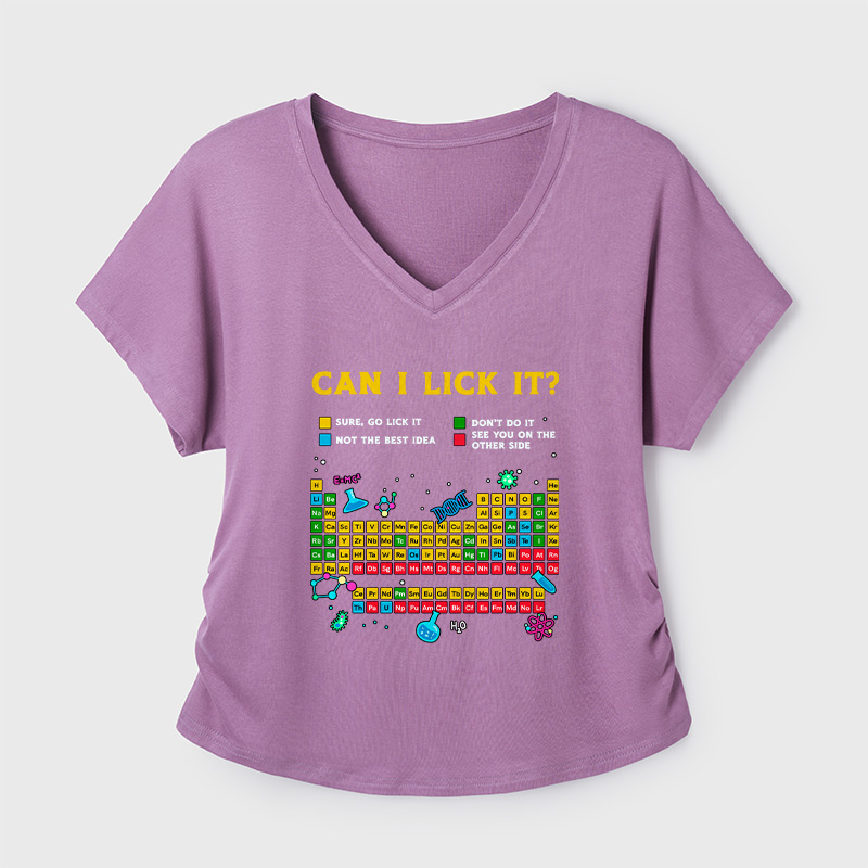 Can I Lick It Periodic Table Geek Dolman Sleeve V-Neck Shirt