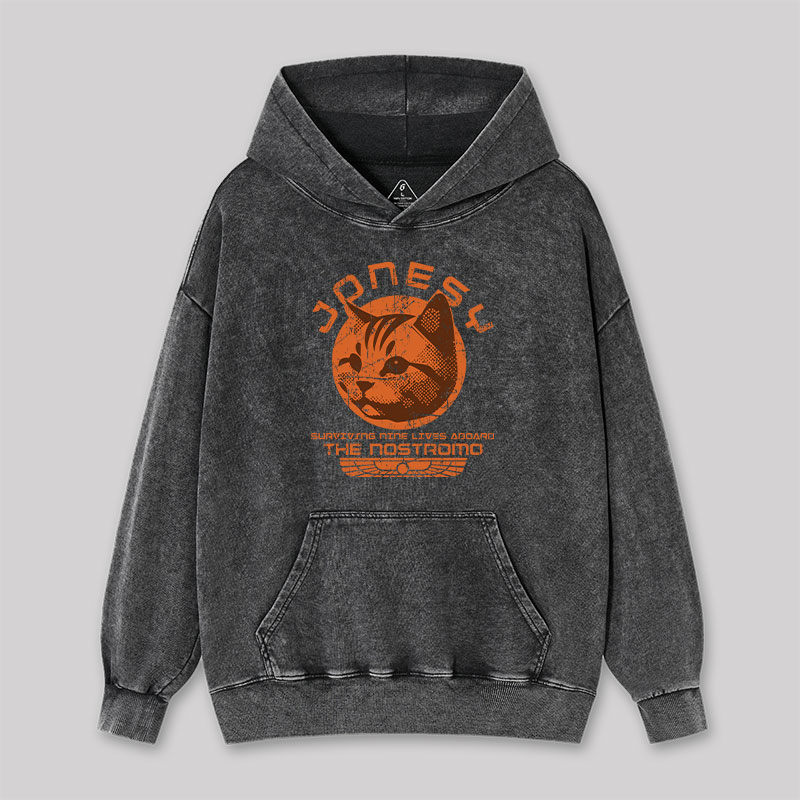 Jonesy Surviving Nine Lives Aboard The Nostromo Washed Hoodie