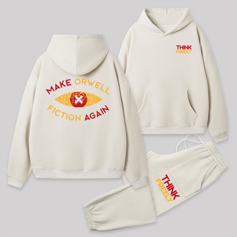 Think Freely Orwell Reimagined Front and Back Printed Geek Fleece Hoodie Set
