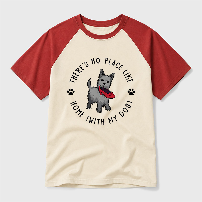 Home With My Dog Geek Retro Raglan T-Shirt