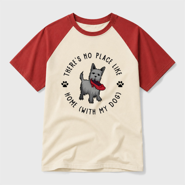 Home With My Dog Geek Retro Raglan T-Shirt