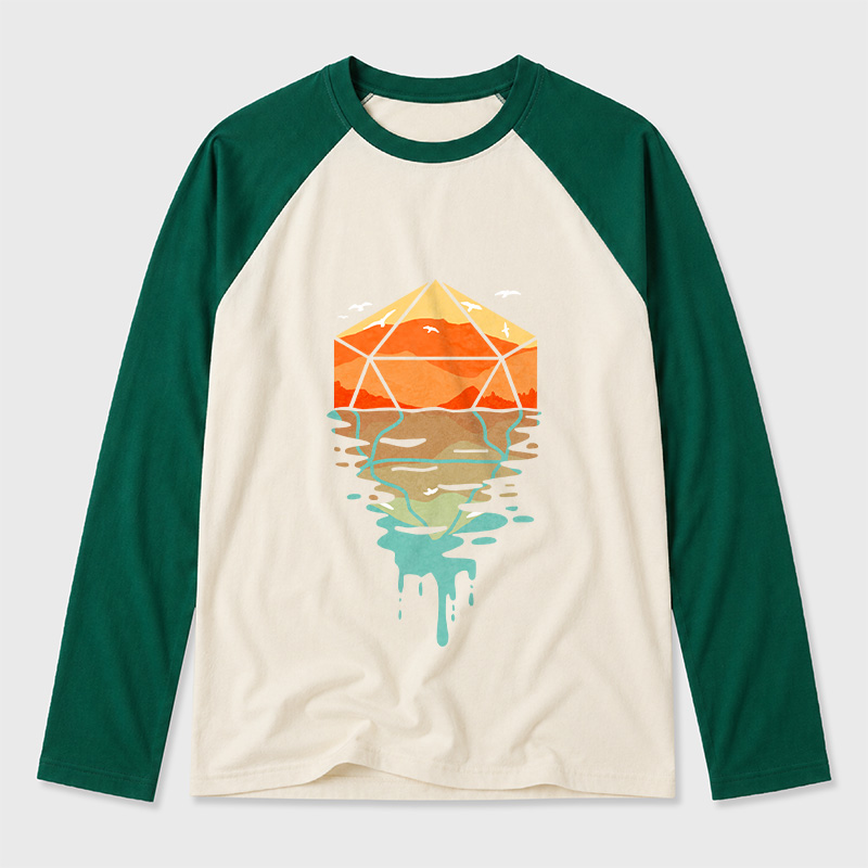 DnD Dungeons & Dragons Geek Retro Raglan Long-Sleeve Tee