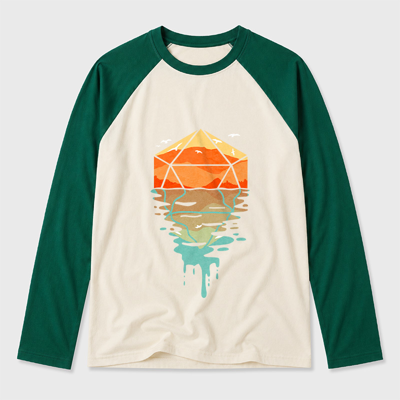 DnD Dungeons & Dragons Geek Retro Raglan Long-Sleeve Tee