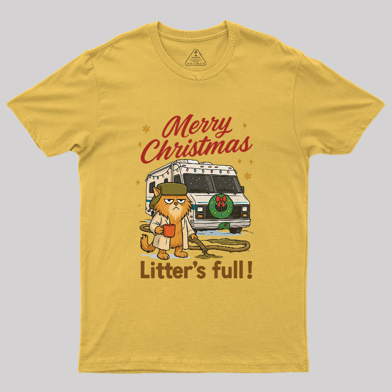 Merry Christmas Litter’s Full Funny Cat Geek T-Shirt