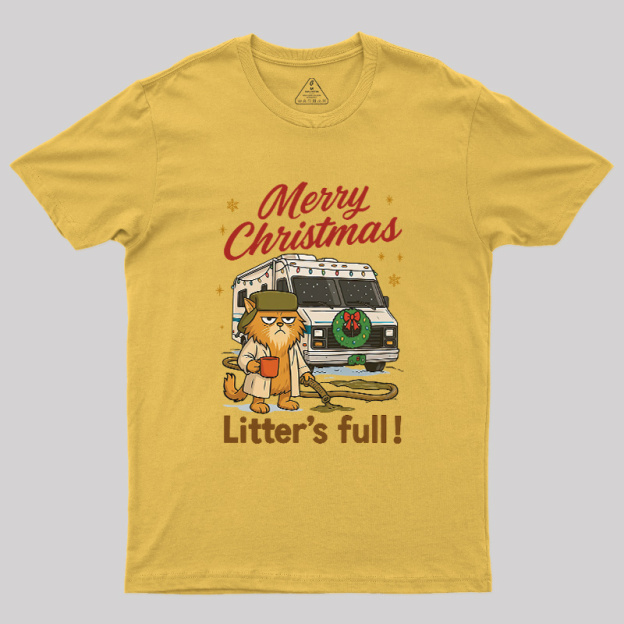 Merry Christmas Litter’s Full Funny Cat Geek T-Shirt
