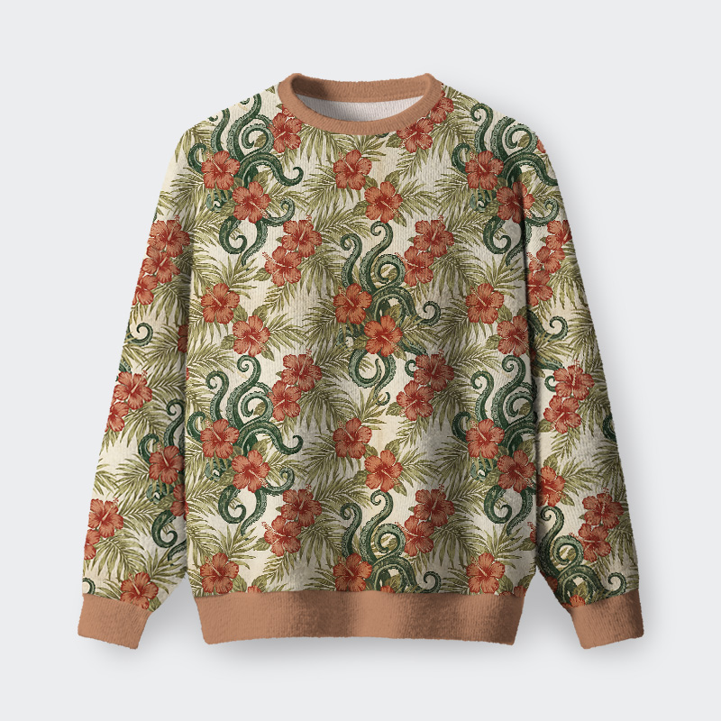 Tropical Snake Ugly Christmas Fuzzy Fleece Sweatshirt