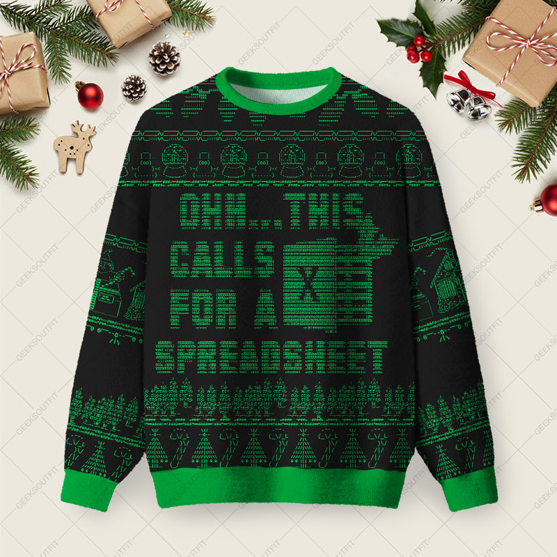 Ascii-Spreadsheet Ugly Christmas Fuzzy Fleece Sweatshirt