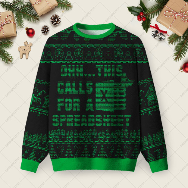Ascii-Spreadsheet Ugly Christmas Fuzzy Fleece Sweatshirt