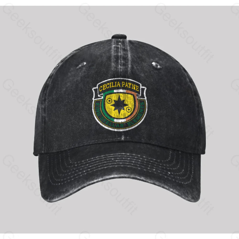 Cecilia Payne Washed Vintage Baseball Cap Black