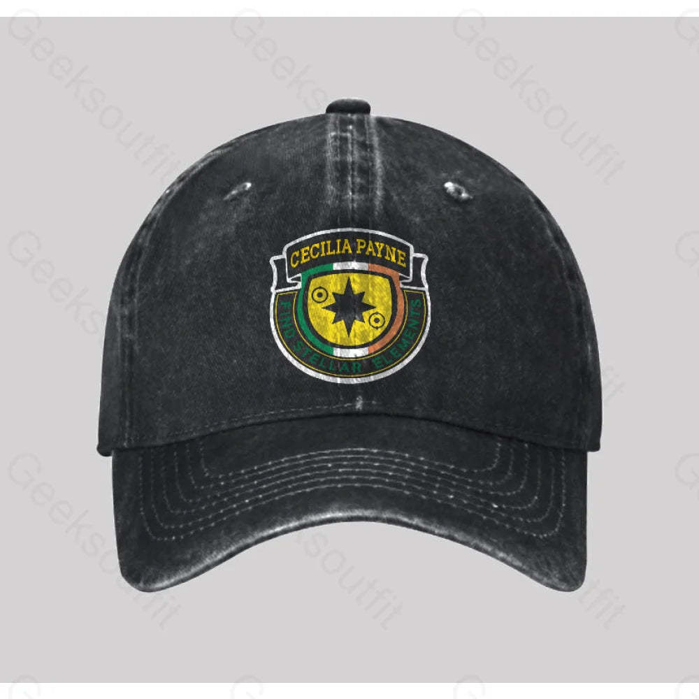 Cecilia Payne Washed Vintage Baseball Cap Black