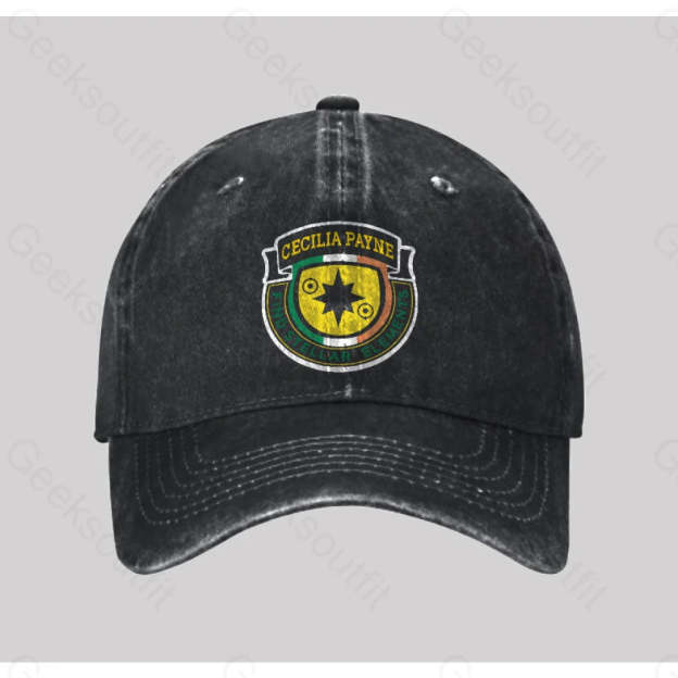 Cecilia Payne Washed Vintage Baseball Cap Black