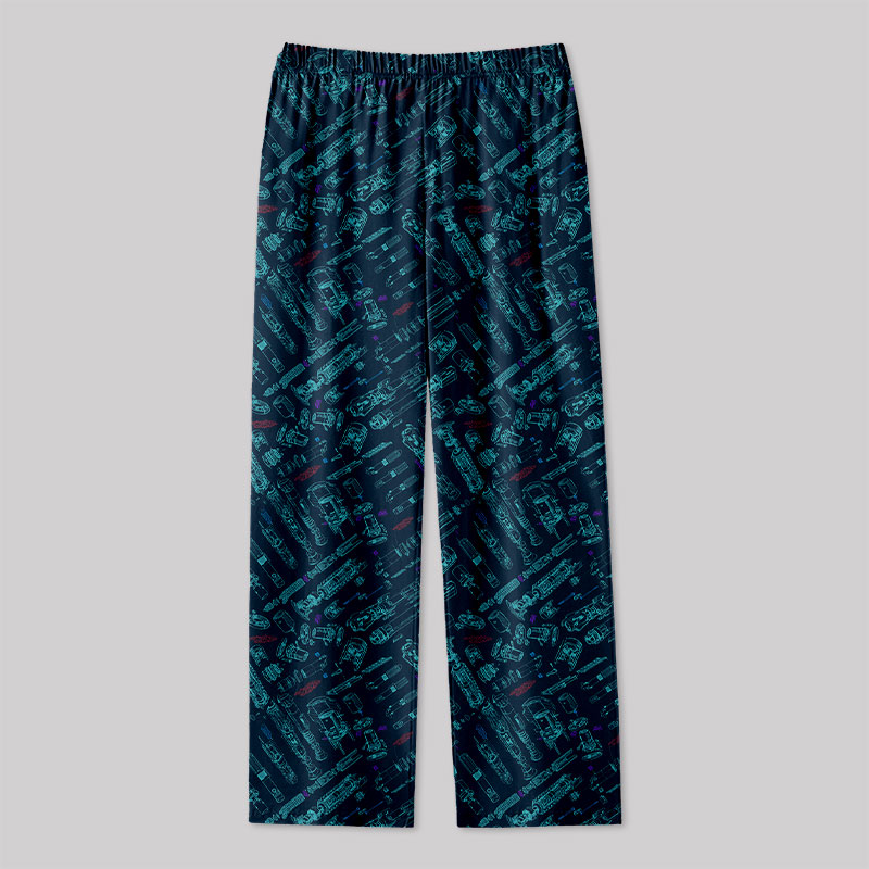 Space War Weapons Navy Geek Loungewear Pants