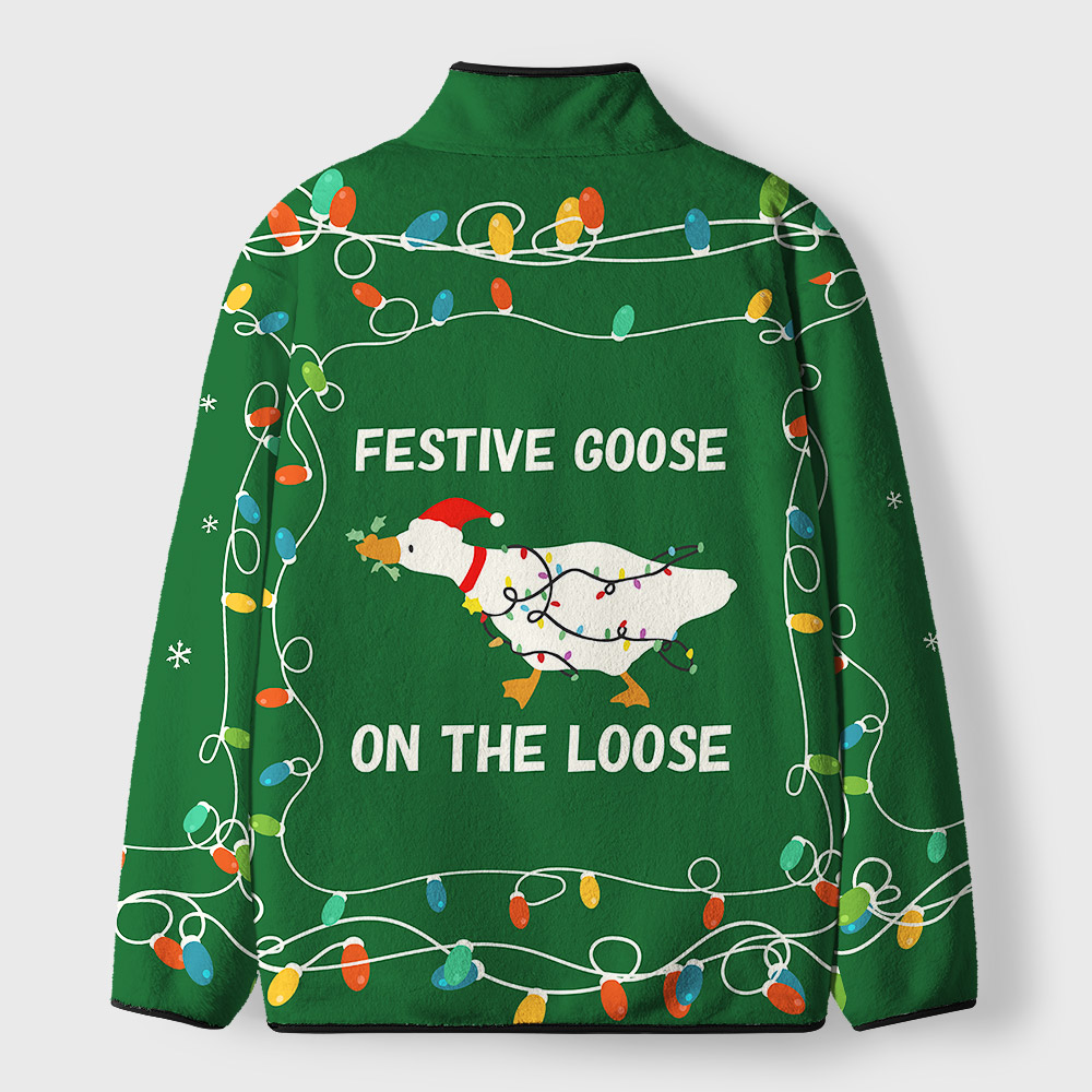Festive Goose Escape Geek Polar Fleece Full-Zip Jacket
