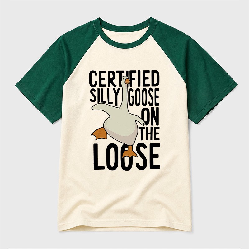 Certified Silly Goose On The Loose Geek Retro Raglan T-Shirt