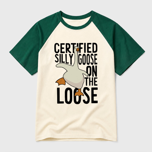 Certified Silly Goose On The Loose Geek Retro Raglan T-Shirt