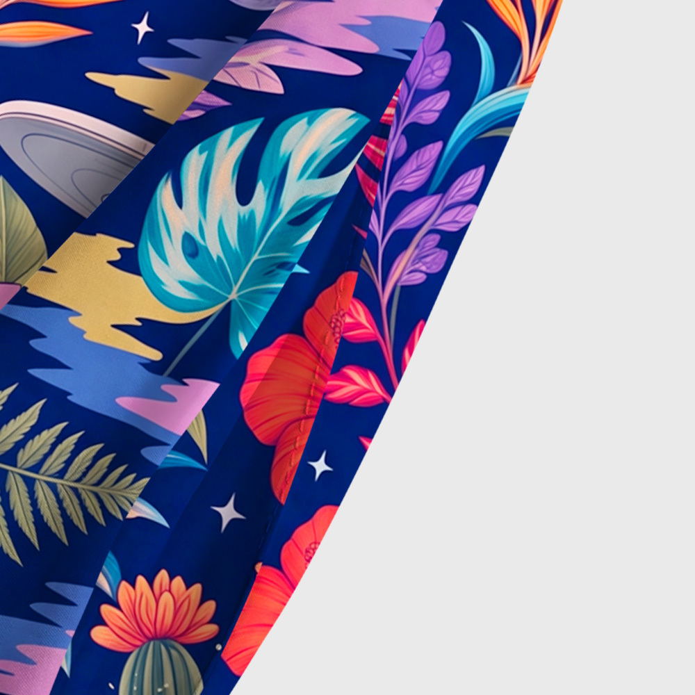 Tropical Floral Outer Space Planets Geek Tiered Cami Maxi Dress