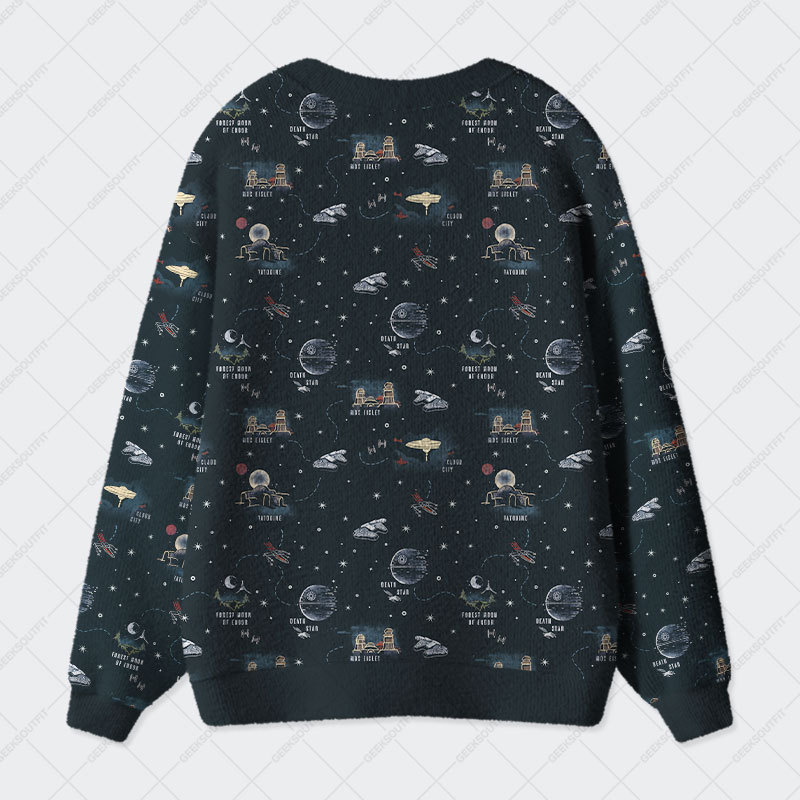 Space War Map Geek Ugly Cardigan Sweaters 