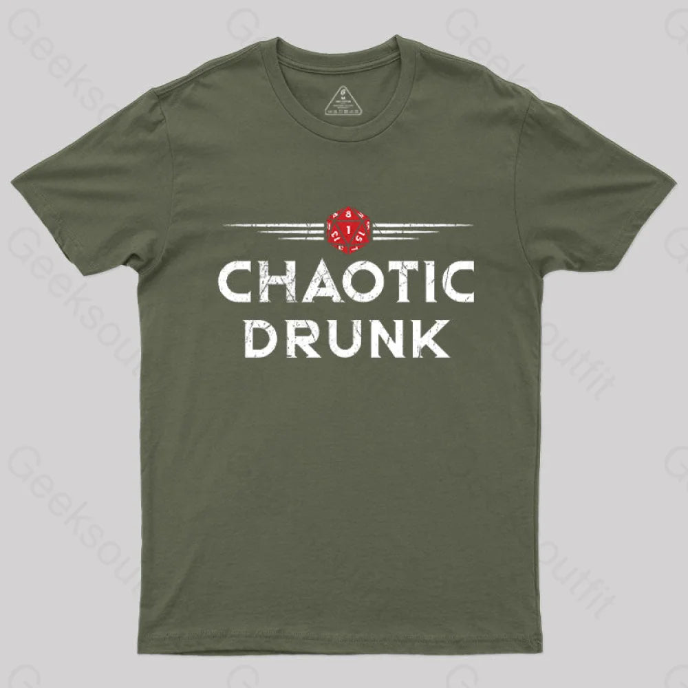 Chaotic Drunk T-Shirt Army Green / S