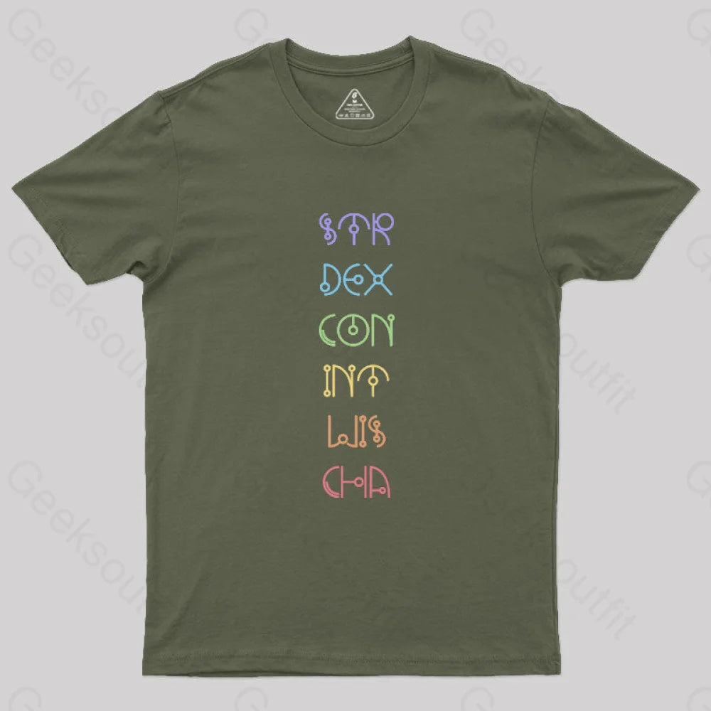 Character Abilities - Dungeons And Dragons Rainbow Geek T-Shirt Army Green / S