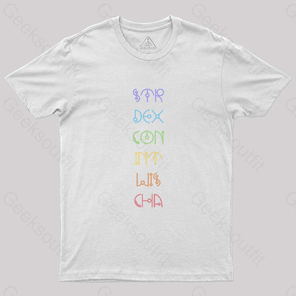 Character Abilities - Dungeons And Dragons Rainbow Geek T-Shirt White / S