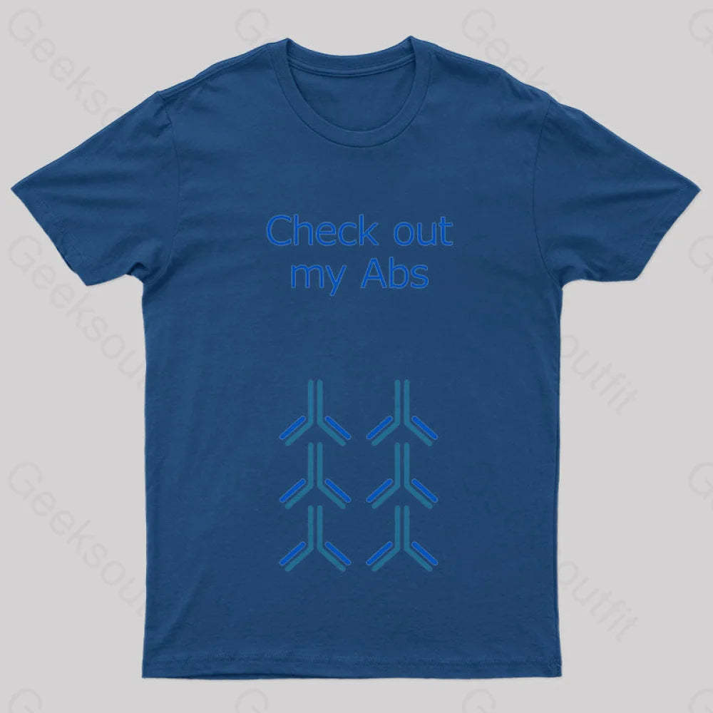 Check Out My Abs Geek T-Shirt Navy / S