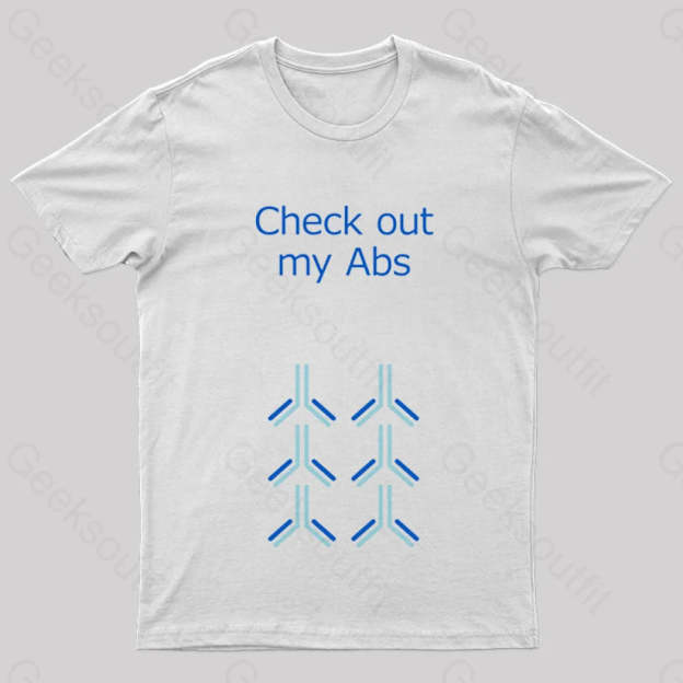 Check Out My Abs Geek T-Shirt White / S