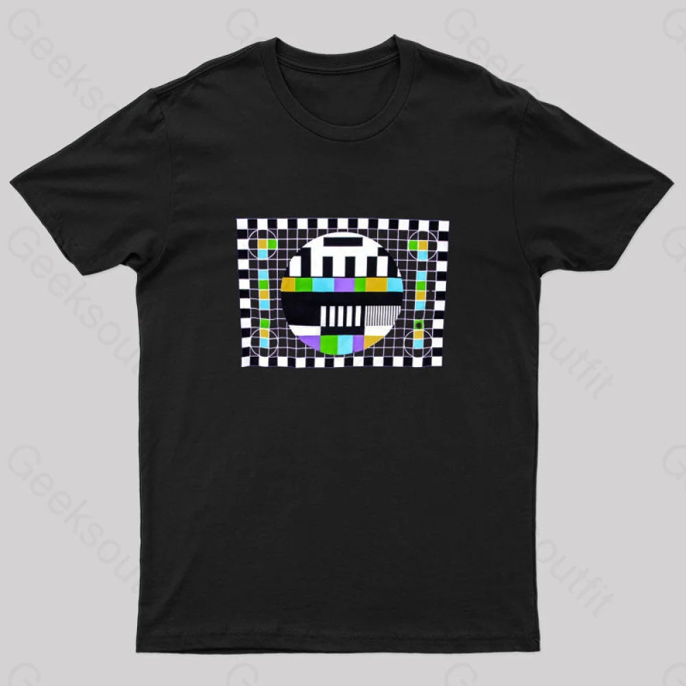 Checkered Test Pattern T-Shirt Black / S