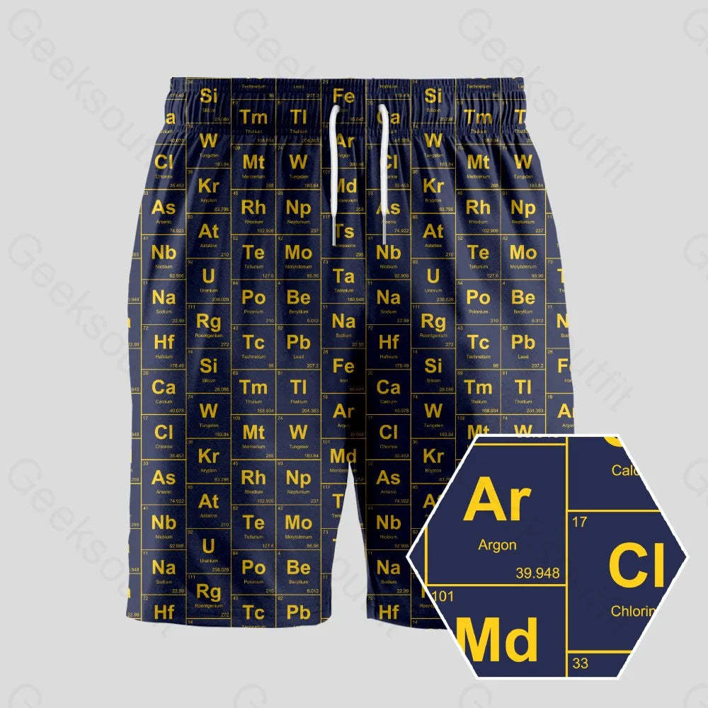 Chemical Elements Navy Geeky Drawstring Shorts - Geeksoutfit