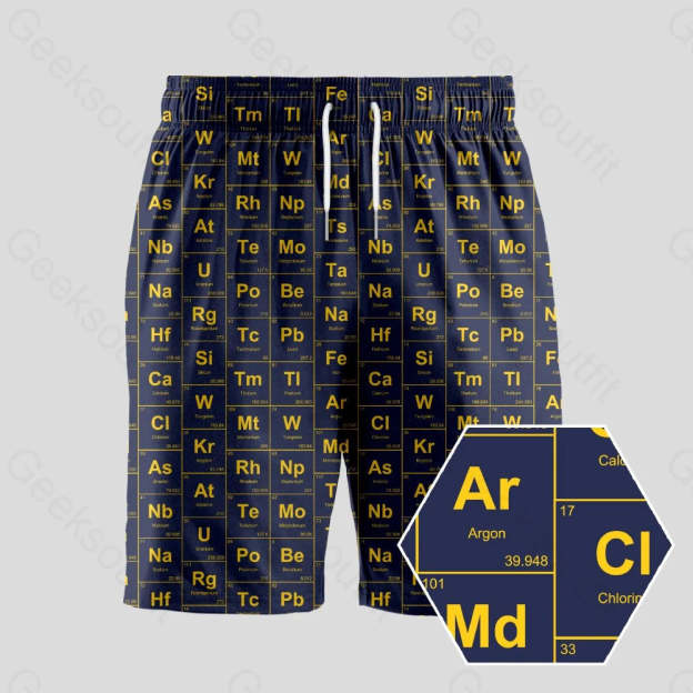 Chemical Elements Navy Geeky Drawstring Shorts - Geeksoutfit